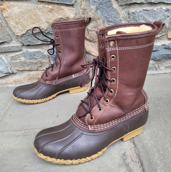 L.L.Bean Shearling  lined duck  boots - Picture 1 of 16